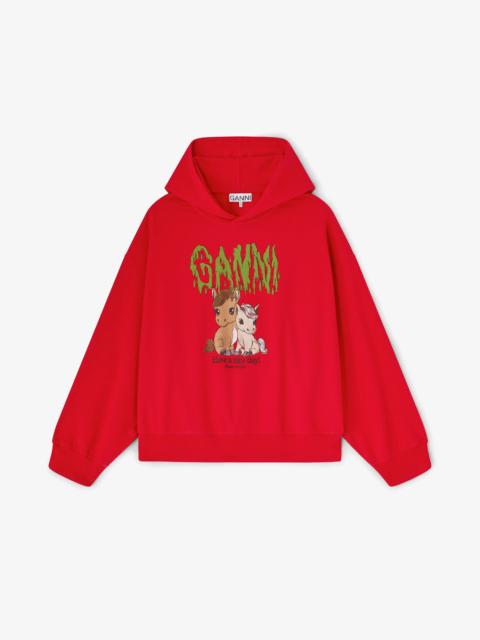 RED GRAPHIC CROPPED HOODIE