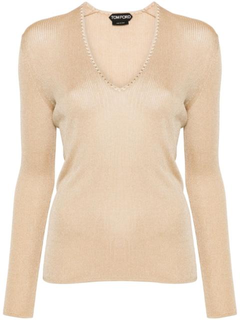 ribbed V-neck jumper