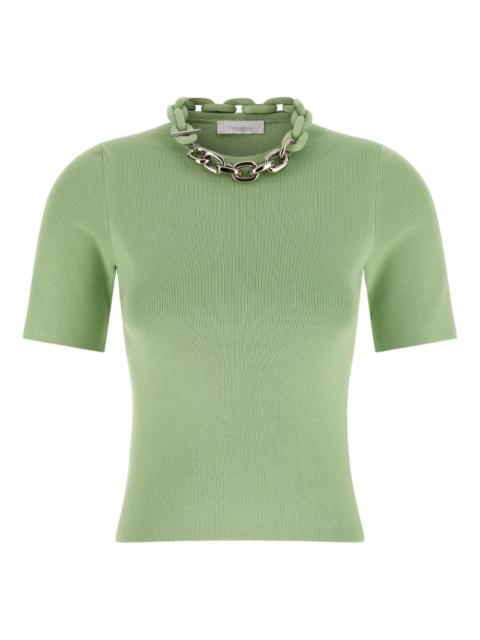 embellished-collar ribbed T-shirt