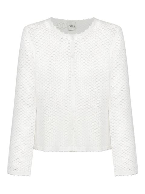 crochet-detail buttoned cardigan