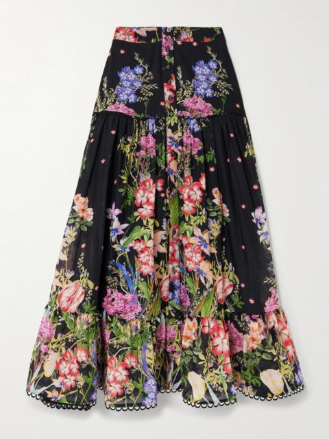 Ann Tiered Floral-print Cotton-blend Voile Maxi Skirt