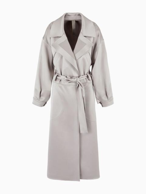 Technical duchess satin trench coat