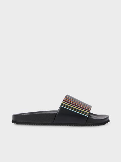 Black 'Signature Stripe' Detail 'Dru' Slides