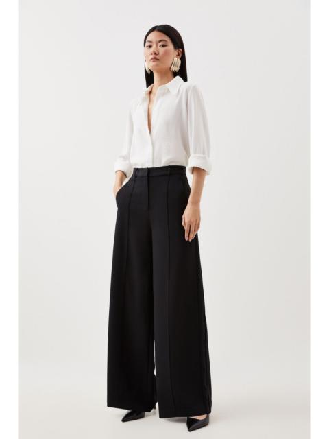 Petite Premium Woven Viscose Crepe Wide Leg Trouser