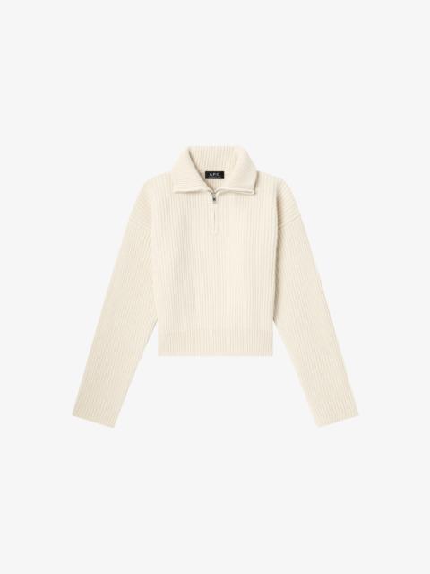 WIDE-RIB SWEATER WITH TRUCKER COLLAR