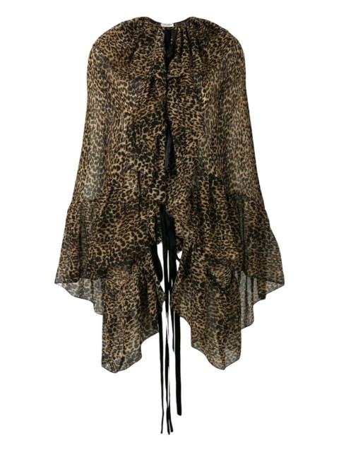leopard-print asymmetric blouse
