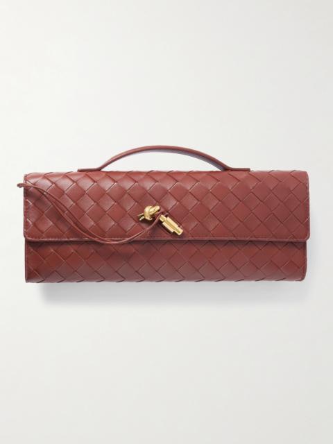 Long Andiamo Intrecciato Leather Clutch