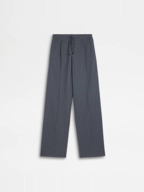 PANTS IN PINSTRIPE WOOL WITH DRAWSTRING - GREY