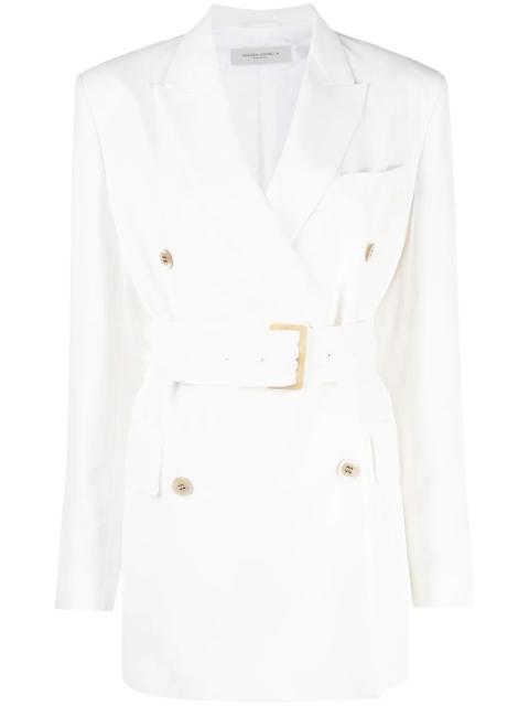 double-breasted belted blazer