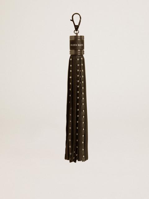 Charm in black nappa leather with studs and metal details