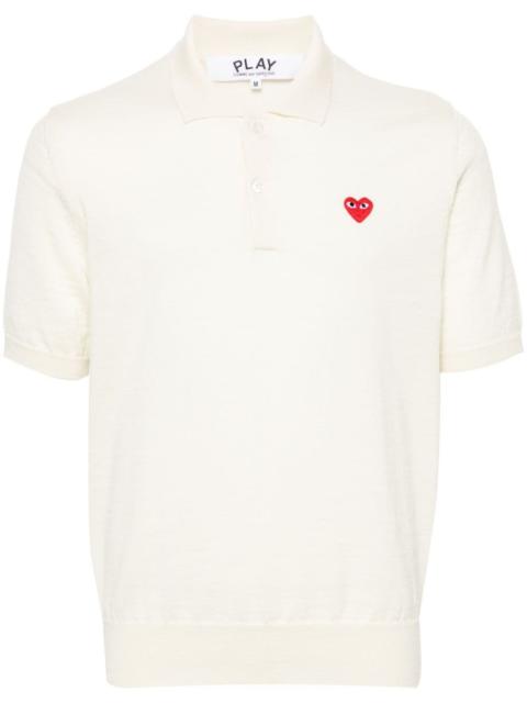 heart-patch wool polo shirt
