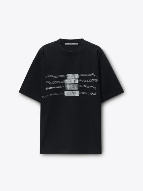 Short Sleeve Chain Graphic Tee in Jersey Oversized