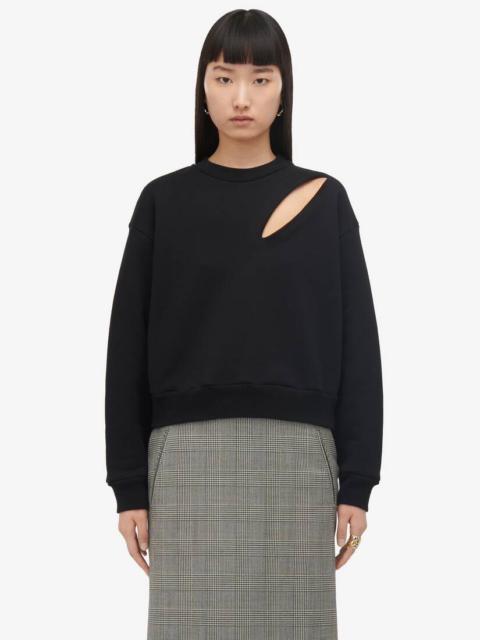 Women's Slashed Sweatshirt in Black