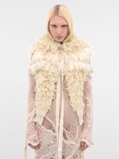 Emke White Feather Shearling Vest