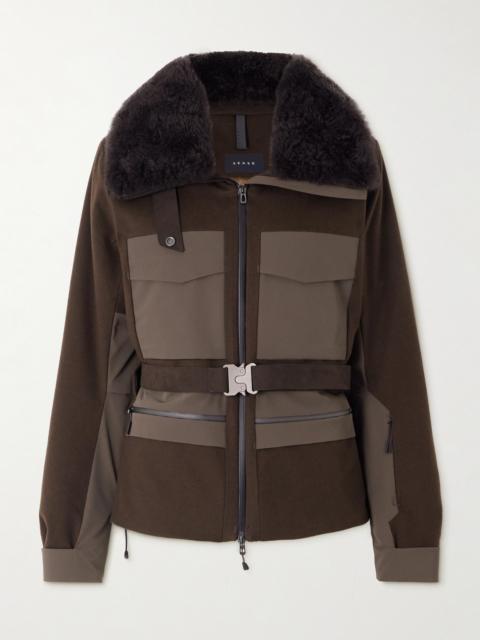 Belted Plush And Twill-trimmed Wool And Cashmere-blend Felt Down Ski Jacket