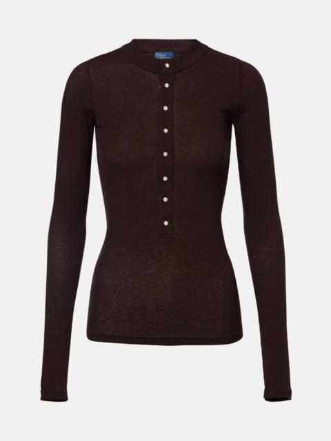 Cotton jersey Henley shirt