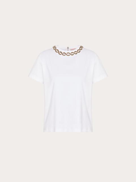 EMBROIDERED COTTON JERSEY T-SHIRT