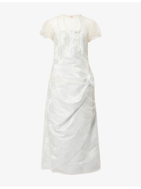 Floral Jacquard Satin Midi Dress