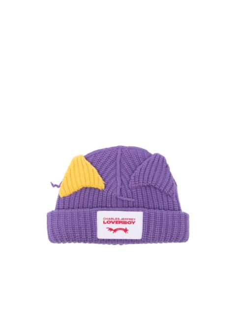 Chunky Ears logo-patch beanie hat