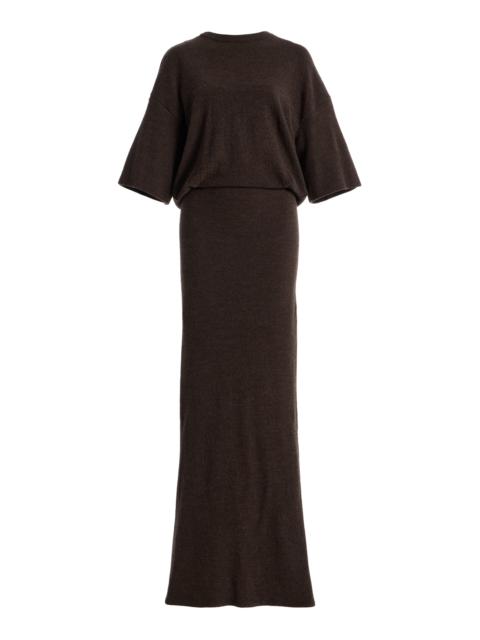 Marlin Open-Back Wool Maxi Dress brown