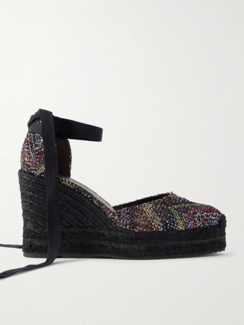 Eva 80 Striped Woven Espadrille Wedge Sandals