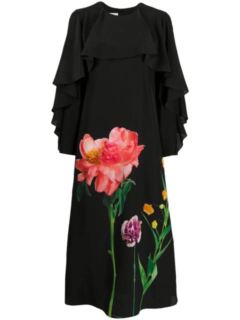 floral print detail midi dress