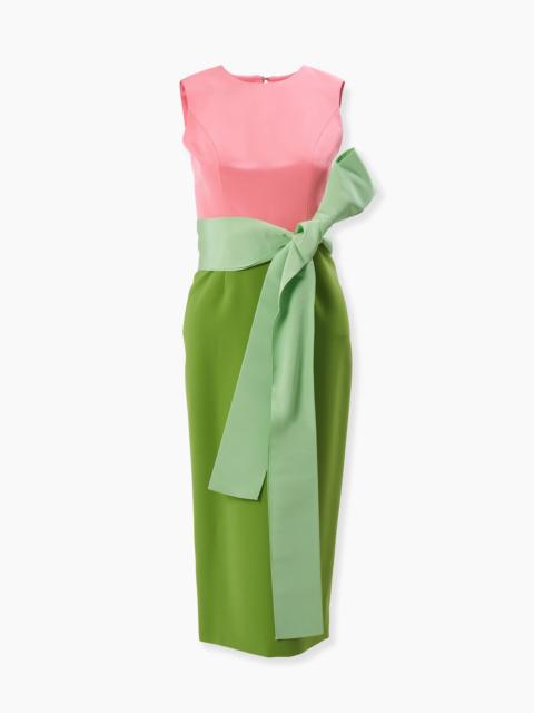 Color-Blocked Midi Dress with Sash