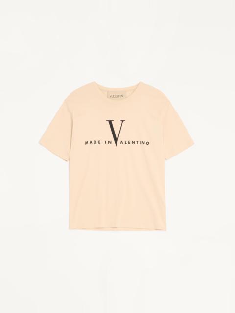 VALENTINO COTTON T-SHIRT WITH MADE IN VALENTINO PRINT