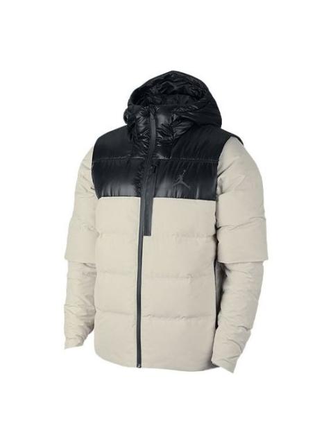 Air Jordan protection against cold Stay Warm hooded Colorblock Casual Sports Down Jacket White 92467