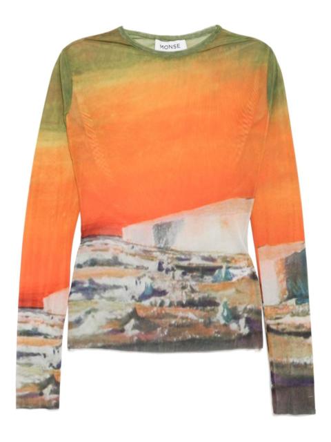 all-over graphic print top