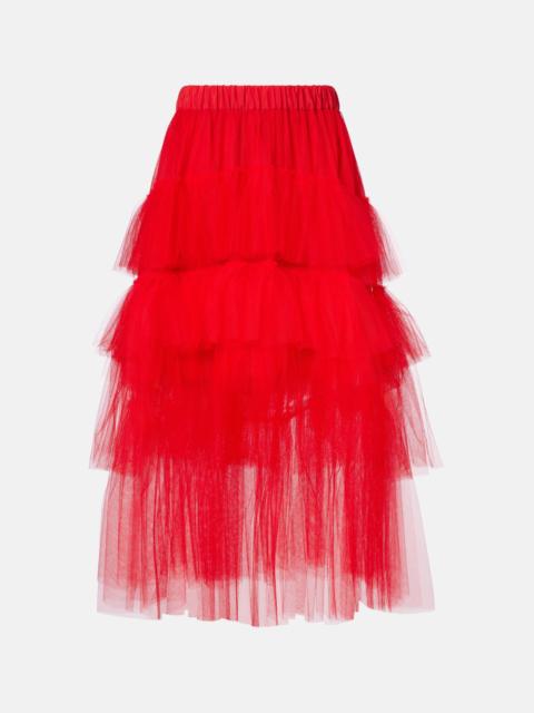 Tiered tulle midi skirt
