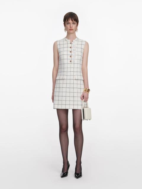 Check Boucle Lace Trim Mini Dress