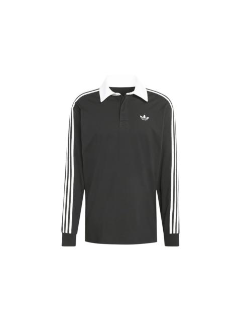 adidas 3-Stripes Rugby Longsleeve Polo Black