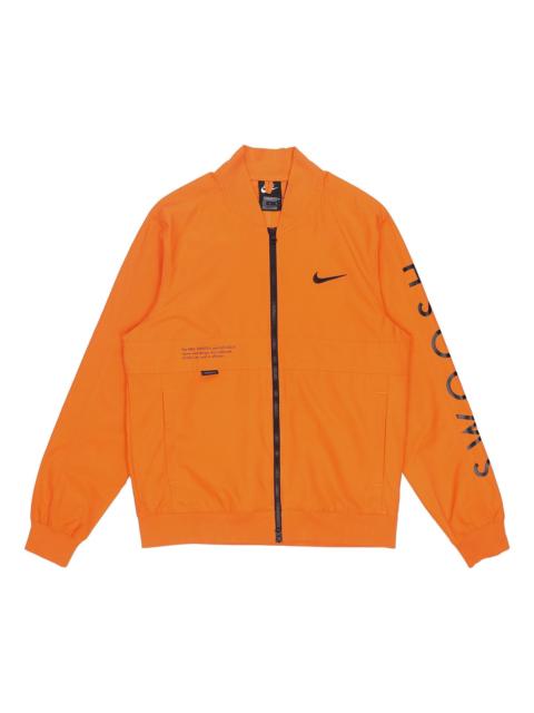 Nike Sportswear Swoosh Logo Printing Sports Jacket Orange DJ5368-801