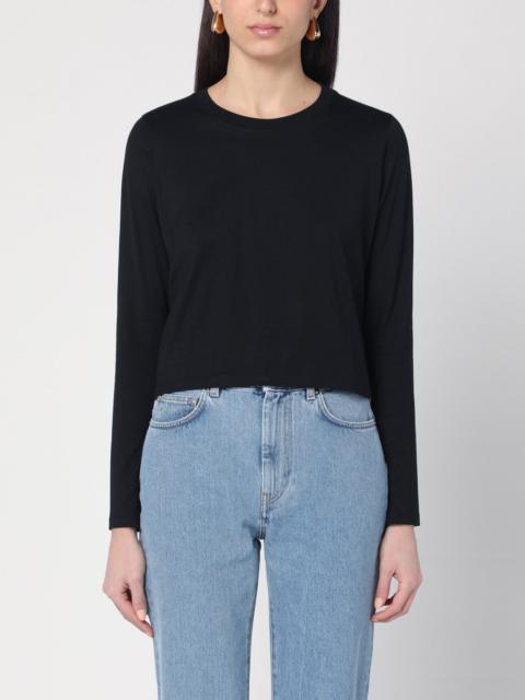 Black cotton crew-neck T-shirt