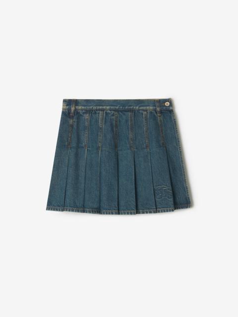 Pleated Denim Mini Skirt