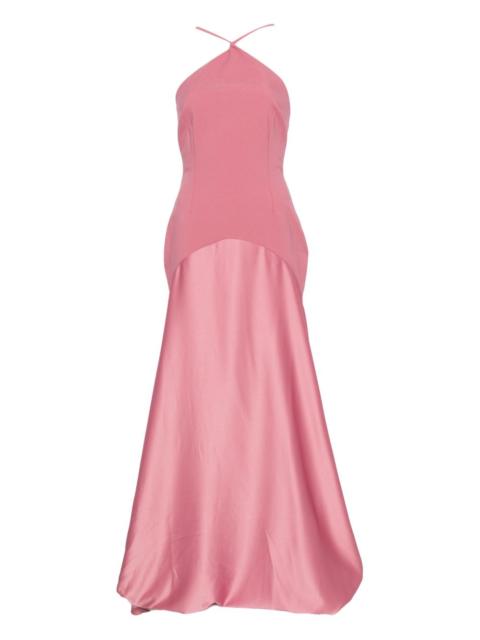 Florie halterneck panelled gown dress
