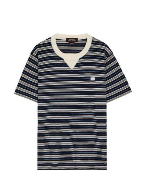striped-pattern V-neck T-shirt