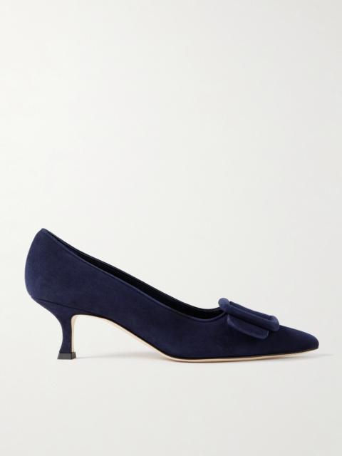 Maysale 50 Buckled Suede Pumps