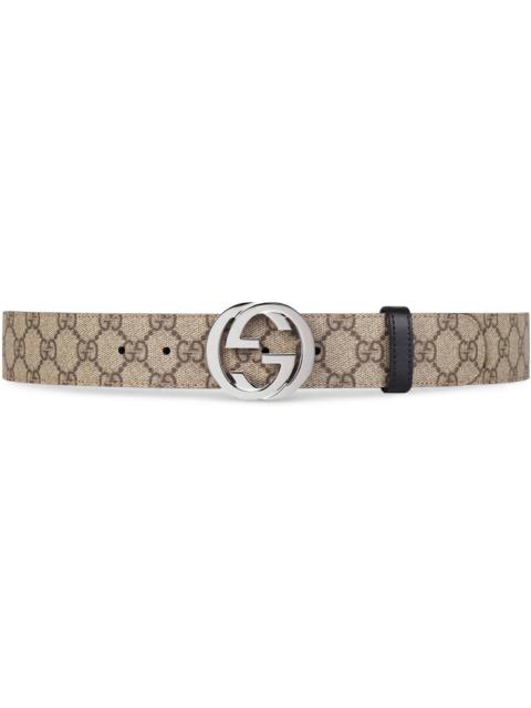 Gucci Reversible GG Supreme Belt Beige/Ebony
