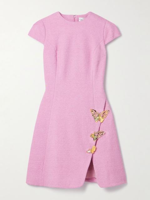 Embellished cotton-blend tweed mini dress Pink