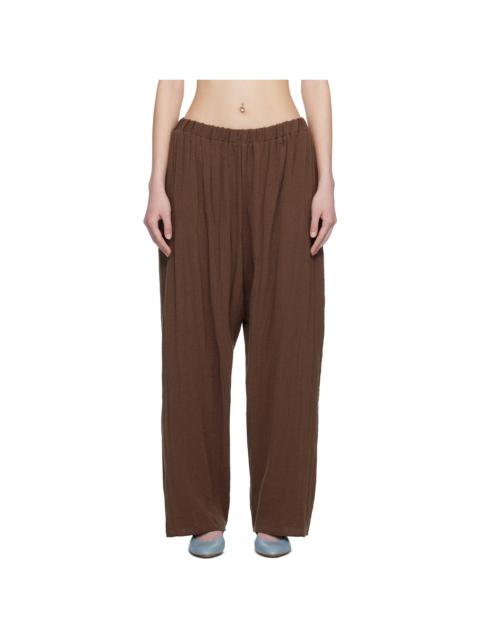 Brown Crinkle Linen Folio Lounge Pants
