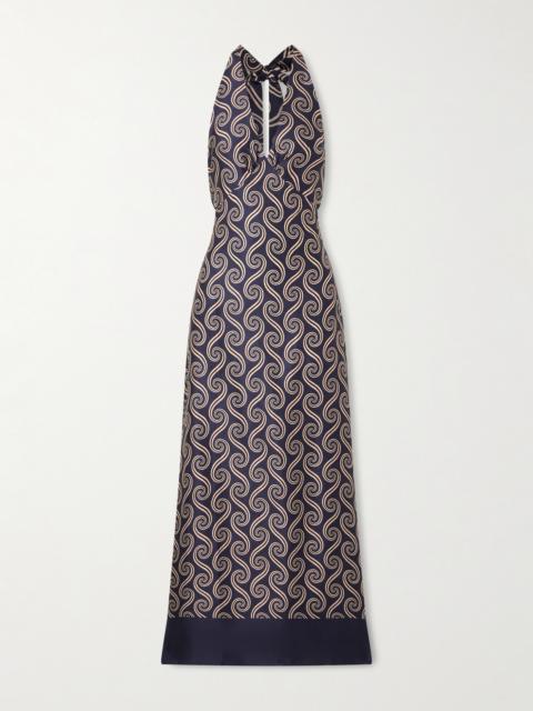 Elidia Printed Satin Halterneck Maxi Dress