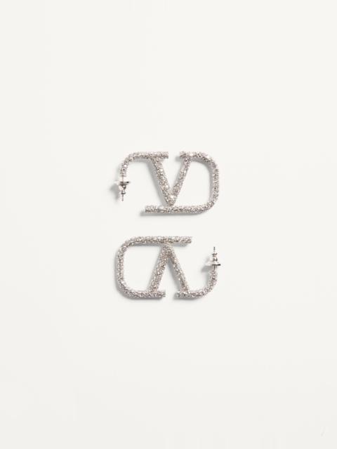 VLOGO SIGNATURE EARRINGS IN METAL AND SWAROVSKI® CRYSTALS.