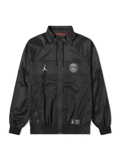 Air Jordan x PSG Crossover Alphabet Printing Long Sleeves Zipper Jacket Black BQ8369-010