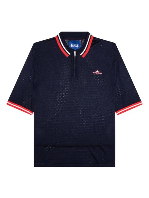 zip-neck polo shirt