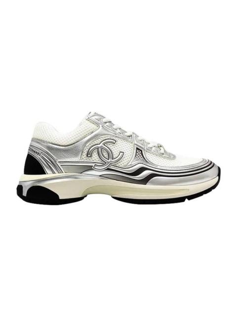 Fabric Laminated Low Top Sneakers Silver