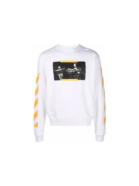 OFF-WHITE Caravaggio Saint Jerome Writing Print Slim Fit Sweatshirt White Yellow