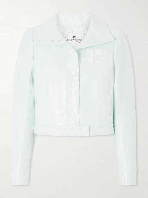 Reeditioncropped Coated Cotton-blend Jacket