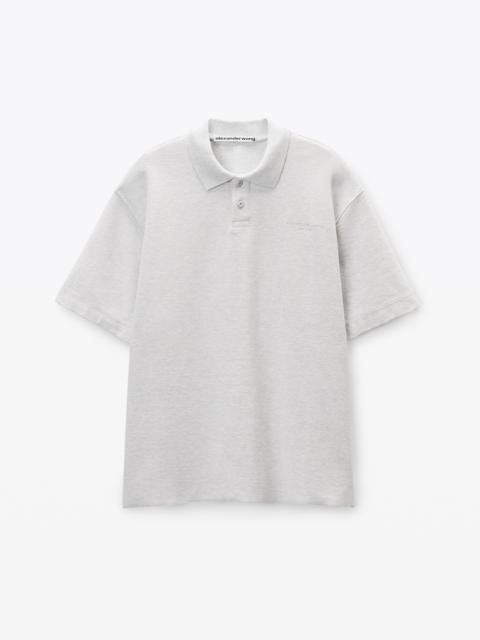 light grey striped Pique Polo